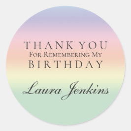 Personalisierter GeburtstagVielen Dank Rainbow Wat Runder Aufkleber