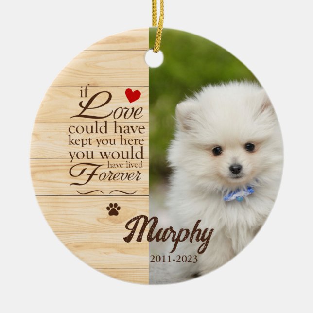 Personalisierter Gedenkhund/Katze Weihnachtsschmuc Keramik Ornament (Vorne)