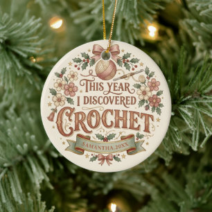 Personalisierter gehäkelter Weihnachtsbaumschmuck Keramik Ornament