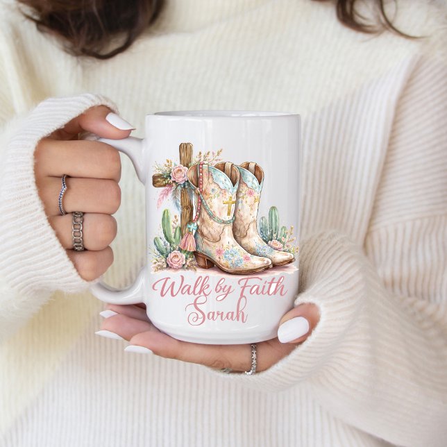 Personalisierter 'Gehe im Glauben' Becher Kaffeetasse (Walk by Faith coffee mug. )