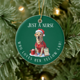 Personalisierter Gelbe Labrador Lover Nurse Weihna Keramik Ornament