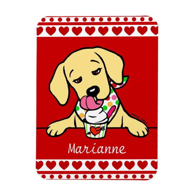 Personalisierter Gelbe Labrador Welpeneis Magnet (Vertikal)