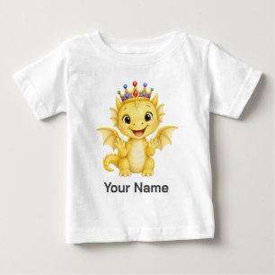 Personalisierter gelber Babydrache mit Krone für K Baby T-shirt