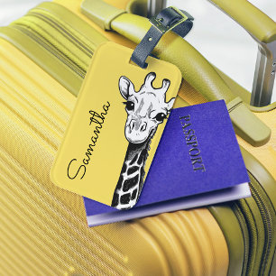 Personalisierter gelber Giraffe Gepäckanhänger