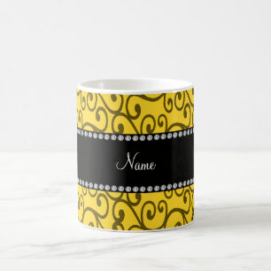 Personalisierter gelber NamensWirbel Tasse
