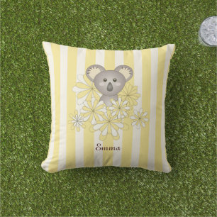 Personalisierter gelber Streifen Baby Koala Bär Ki Kissen