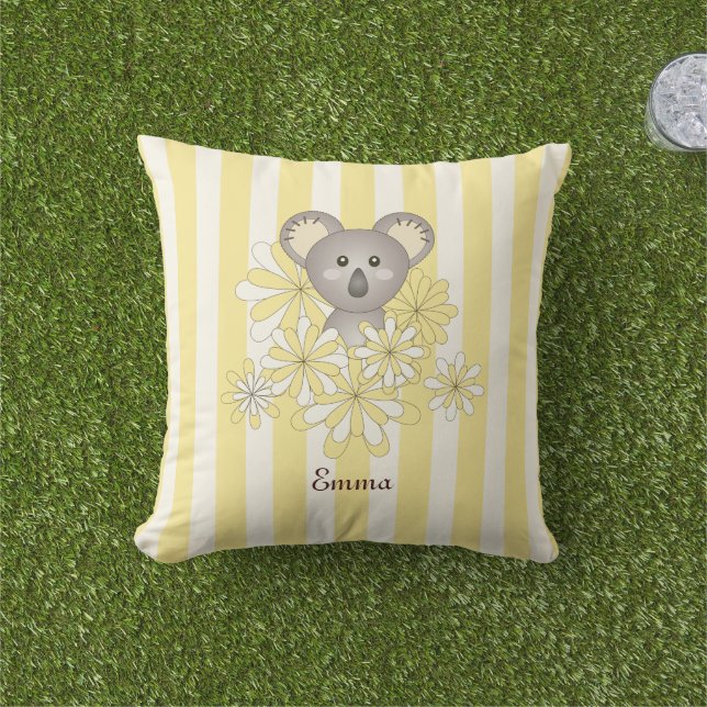 Personalisierter Gelber Streifen Baby Koala Bären  Kissen (Golfball-Marker)