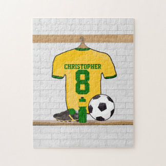 Personalisierter gelbes Grün-Fußball-Fußball Puzzle