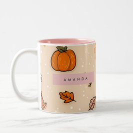 Personalisierter, gemütlicher Herbstpuff & Teddy B Zweifarbige Tasse