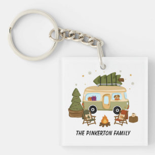 Personalisierter gemütlicher Weihnachts-Camper Schlüsselanhänger