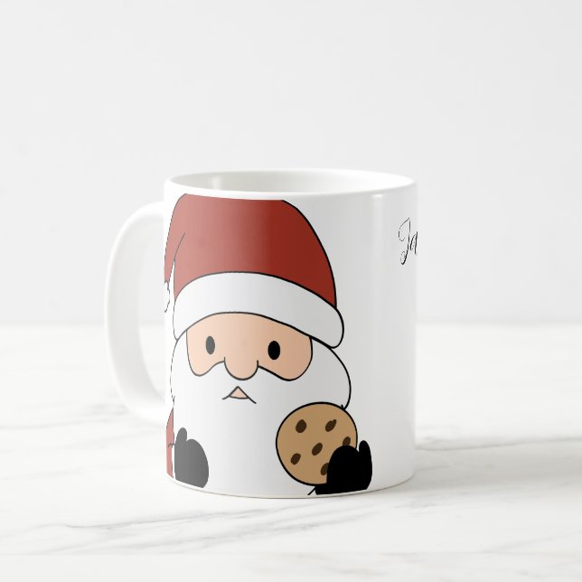 Personalisierter gemütlicher Weihnachtsmann Weihna Kaffeetasse (Vorderseite Links)