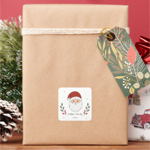 Personalisierter gemütlicher Weihnachtsmann Weihna Quadratischer Aufkleber
