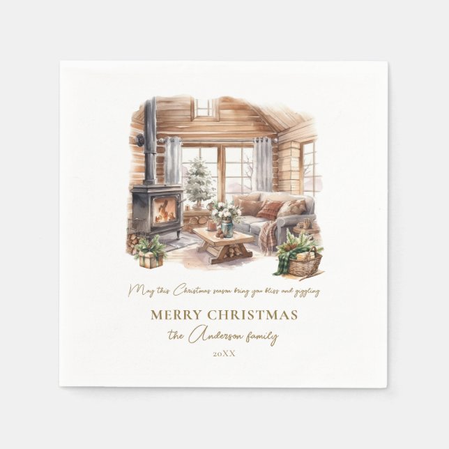 Personalisierter, gemütlicher Weihnachtsurlaub Zuh Serviette (Vorderseite)