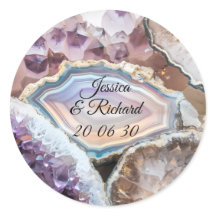 Personalisierter Geode-Kristall-Hochzeitsaufkleber