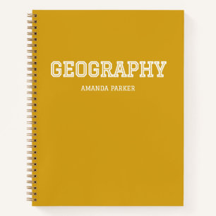 Personalisierter Geographie-Schulkalender Gelb Notizbuch