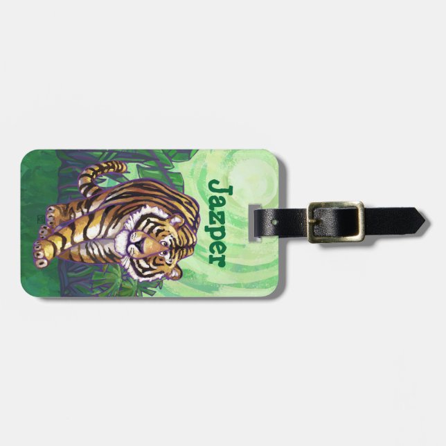 Personalisierter Gepäckträger-Tag für Tiger-Köpfe  Gepäckanhänger (Vorderseite horizontal)