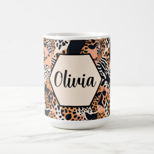 Personalisierter Gepard- und Zebradruck Kaffeetasse