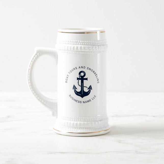 Personalisierter geschäftlicher nautischer blauer  bierglas (Links)