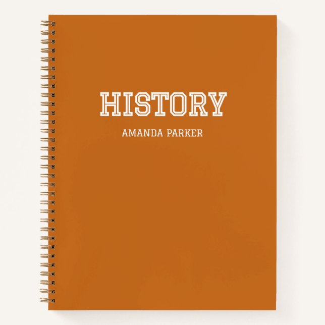 Personalisierter Geschichts-Schulkalender Orange Notizbuch (Vorderseite)