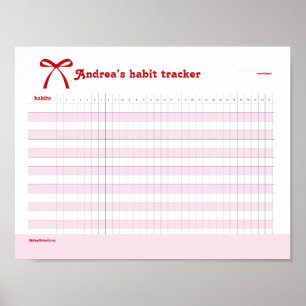 Personalisierter Gewohnheits-Tracker Rosa Schleife Poster