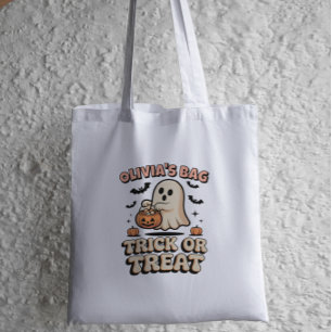 Personalisierter Ghost Trick oder Treat Retro Hall Tragetasche