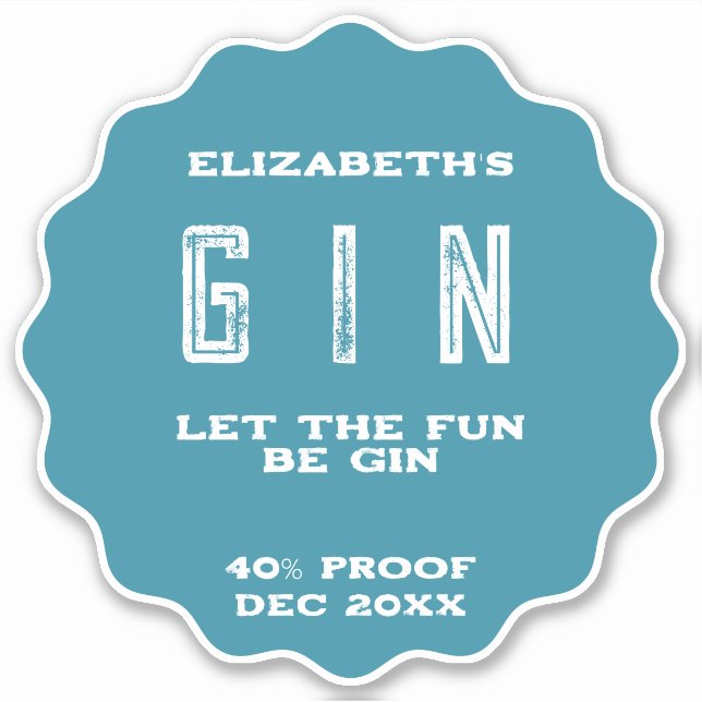 Personalisierter Gin-Aufkleber Aufkleber (Vorderseite)