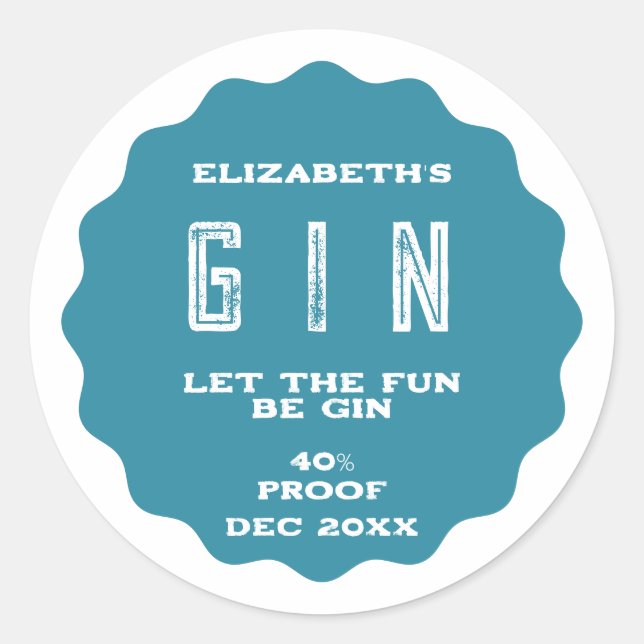 Personalisierter Gin-Aufkleber Runder Aufkleber (Vorderseite)