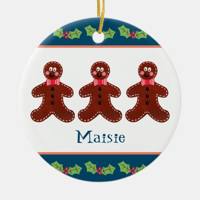Personalisierter Gingerbrot-Mann Keramik Ornament (Vorne)