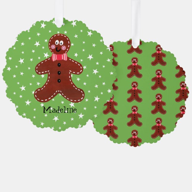 Personalisierter Gingerbrot-Mann Ornament Karte (Vorderseite/Rückseite)
