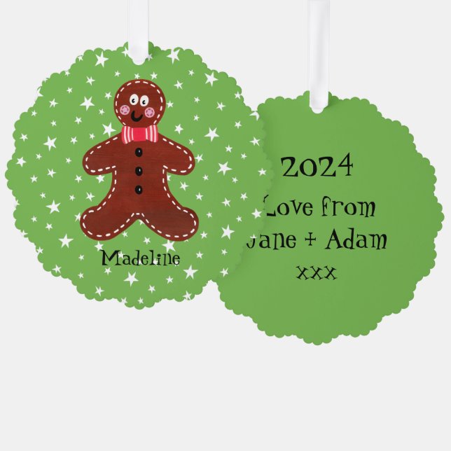 Personalisierter Gingerbrot-Mann Ornament Karte (Vorderseite/Rückseite)