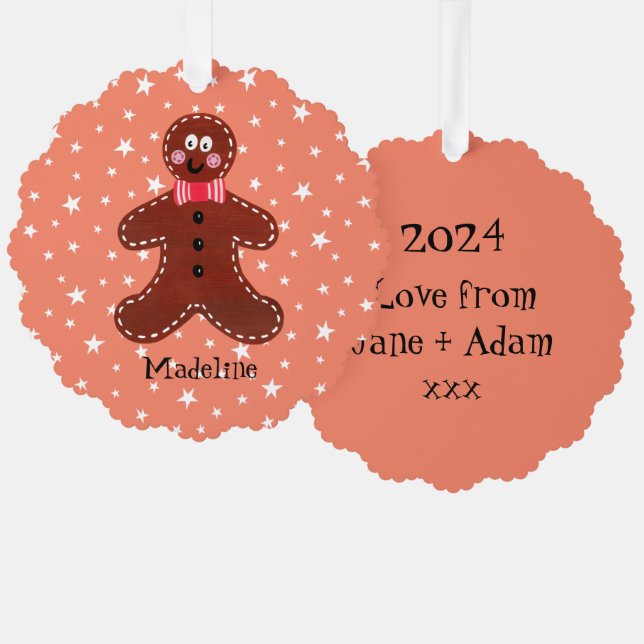Personalisierter Gingerbrot-Mann Ornament Karte (Vorderseite/Rückseite)