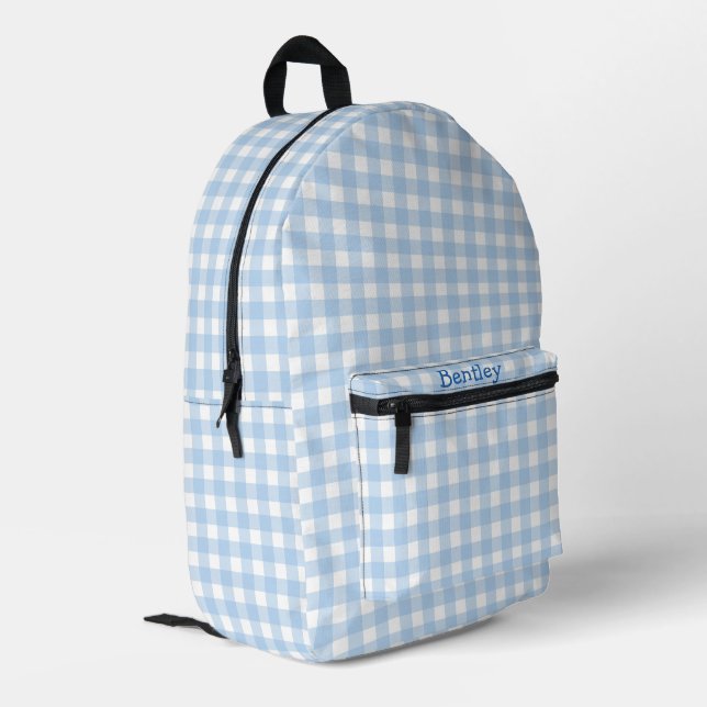 Personalisierter Gingham Bedruckter Rucksack (Rückseitige Ecke links)