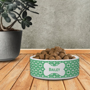 Personalisierter Gingham mit Paw Prints Bone Napf