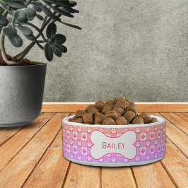 Personalisierter Gingham mit Paw Prints Bone Pet Napf