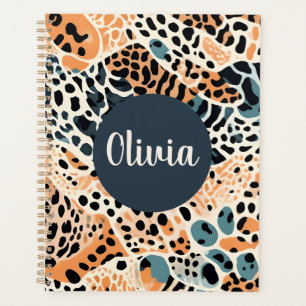 Personalisierter Giraffen-Leoparden-Tierdruck Planer