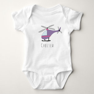 Personalisierter Girl-Lila Hubschrauber Baby Strampler