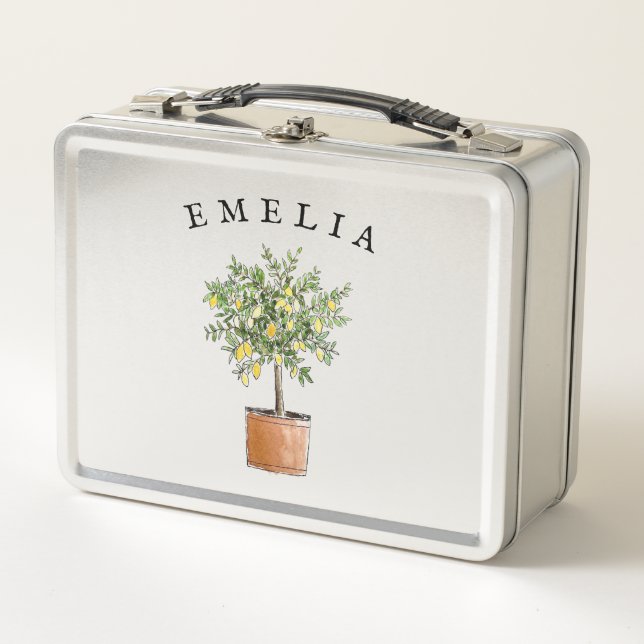 Personalisierter Girl's Metal Lunchbox Lemon Tree (Vorderseite)