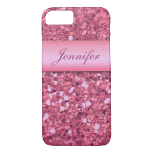 Personalisierter Girly rosa Glitzer-Glitzern-Name Case-Mate iPhone Hülle
