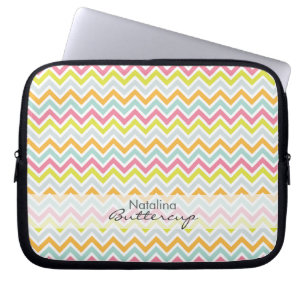 Personalisierter Girly Zickzack Regenbogen modern Laptopschutzhülle