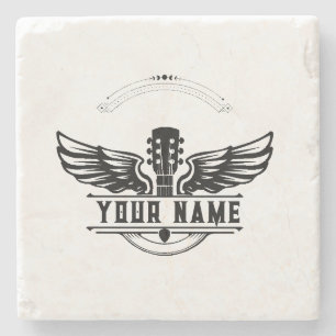 Personalisierter Gitarrenspieler Gift Stone Unters Steinuntersetzer