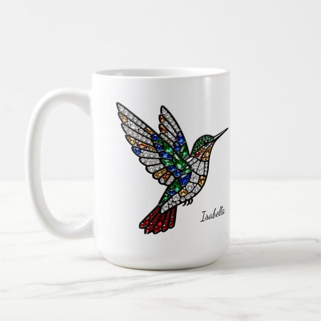 Personalisierter Glas-Hummingbird-Becher Kaffeetasse (Links)