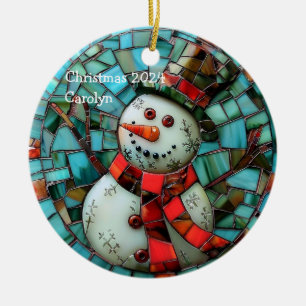 Personalisierter Glass Snowman Keramik Ornament