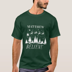 Personalisierter Glaube an Santa-Schlitten-Weihnac T-Shirt