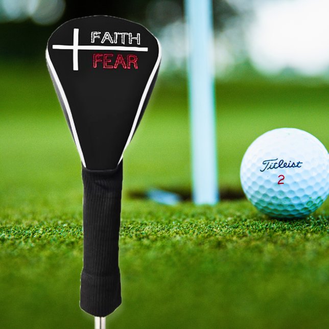 Personalisierter Glaube über Angst Christliches Kr Golf Headcover (Faith over Fear Christian Cross Black, Red, and White Golf Head Cover)