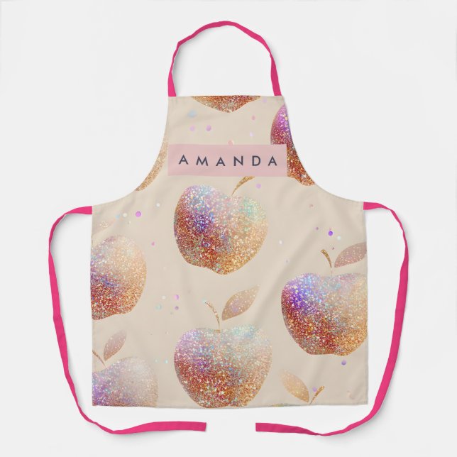 Personalisierter Glitter Apfel Funkel Frucht Paste Schürze (Vorderseite)