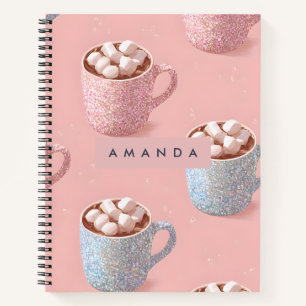 Personalisierter Glitter-Heiße-Schokolade-Ästhetik Notizbuch