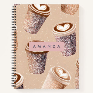 Personalisierter Glitter-Kaffeebecher Latte Art Notizbuch