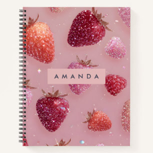 Personalisierter Glitter Strawberry Dream Funkelnd Notizbuch