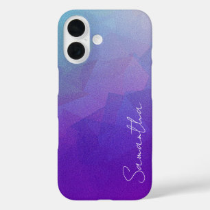 Personalisierter Glitzer Abstrakt Blau und Lila iPhone 16 Hülle