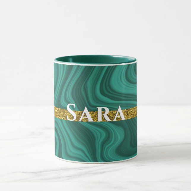 personalisierter Glitzer aus Grünholz Tasse (Zentrum)